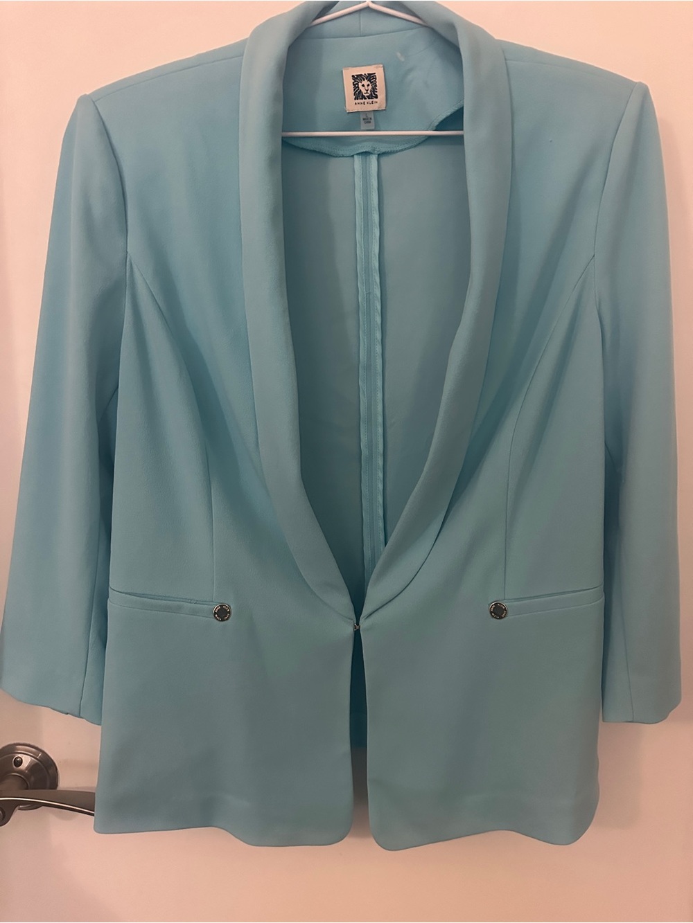 Anne Klein Aqua Blue Open Front Blazer Size Large